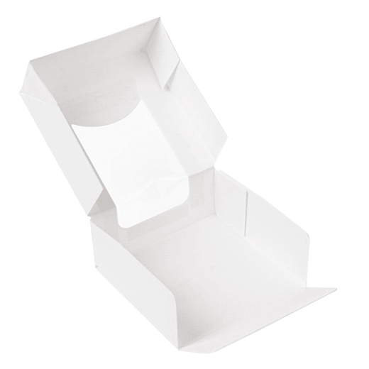 Boîte BLANCHE en carton nano-micro pour macarons ou sushi avec fenêtre 10x10x4 cm - paquet de 50 unités