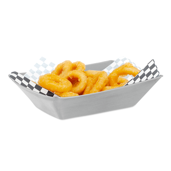 Barquette pour fritures en inox - 13 x 8.8 x 3.3 cm - Pack de 12