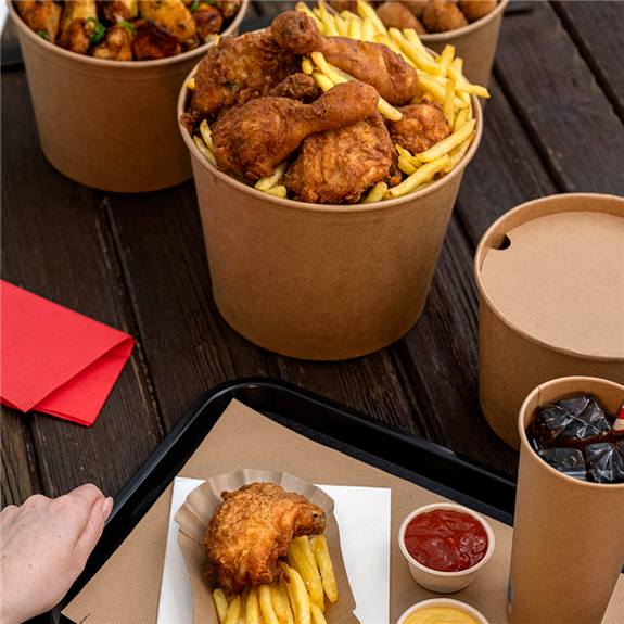 Bucket poulet kraft 4500 ml avec couvercle inclus - carton de 120 unités