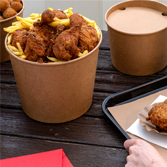 Bucket poulet kraft 5100 ml avec couvercle inclus - carton de 120 unités