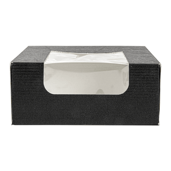 Boîte NOIRE en carton nano-micro pour macarons ou sushi avec fenêtre 10x10x4cm - carton de 400 unités