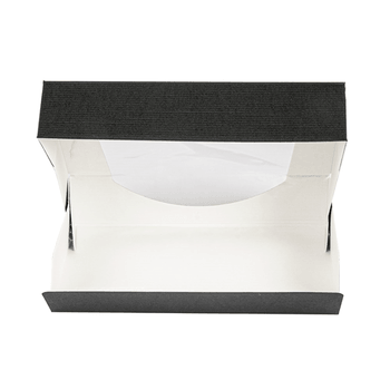 Boîte NOIRE en carton nano-micro pour macarons ou sushi avec fenêtre 19.7x12x4.5 cm - carton de 400 unités
