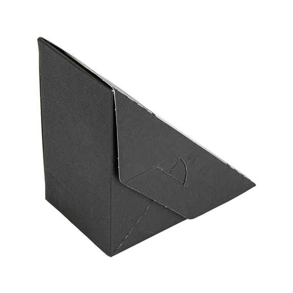 Boîte sandwich triangle double en carton NOIR nano-micro avec fenêtre - 12.4x12.4x7.5cm - carton de 500 unités