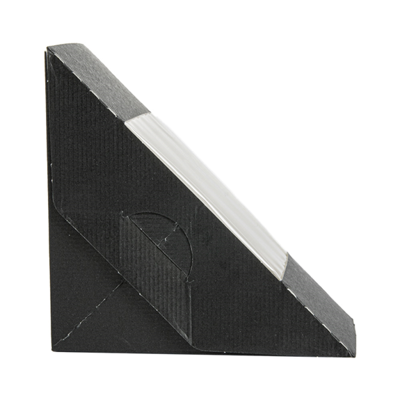 Boîte sandwich triangle double en carton NOIR nano-micro avec fenêtre - 12.4x12.4x7.5cm - carton de 500 unités