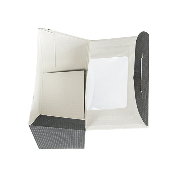 Boîte wraps et tacos en carton NOIR nano-micro avec fenêtre - 9.2x5.1x9.2x12.5cm - carton de 600 unités