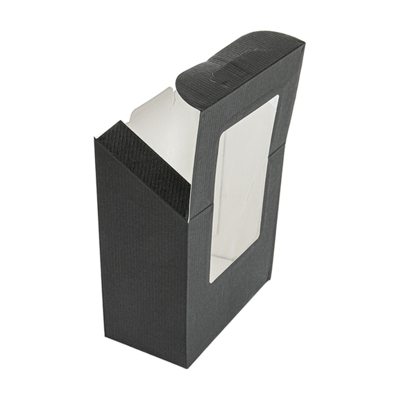 Boîte wraps et tacos en carton NOIR nano-micro avec fenêtre - 9.2x5.1x9.2x12.5cm - carton de 600 unités