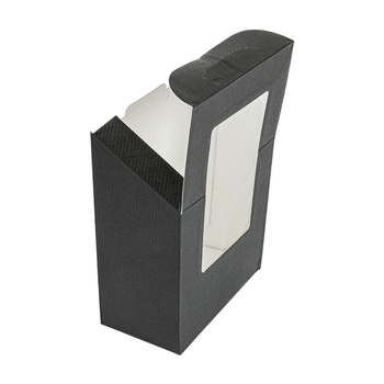 Boîte wraps et tacos en carton NOIR nano-micro avec fenêtre - 9.2x5.1x9.2x12.5cm - carton de 600 unités