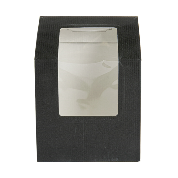 Boîte wraps et tacos en carton NOIR nano-micro avec fenêtre - 9.2x5.1x9.2x12.5cm - carton de 600 unités