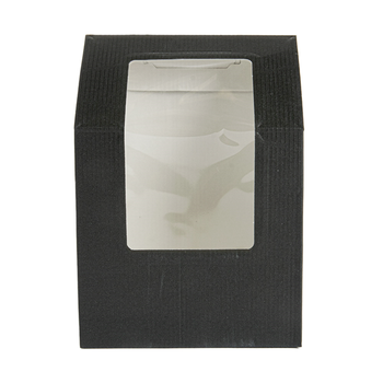 Boîte wraps et tacos en carton NOIR nano-micro avec fenêtre - 9.2x5.1x9.2x12.5cm - carton de 600 unités