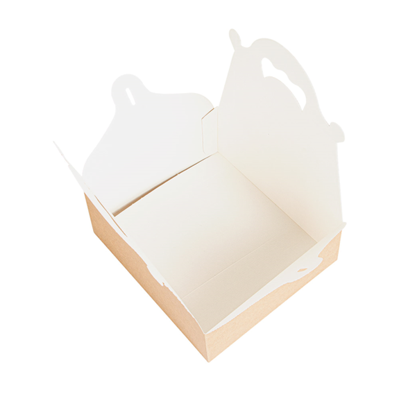 Boîte pâtissière kraft avec anse 16x18x7(h) cm - carton de 200 unités