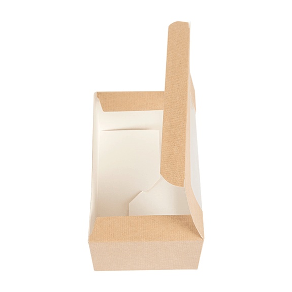 Boîte pâtissière kraft avec fenêtre 18x11x8(h) cm - carton de 400 unités
