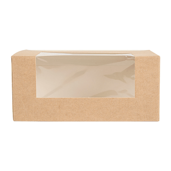 Boîte pâtissière kraft avec fenêtre 18x11x8(h) cm - carton de 400 unités