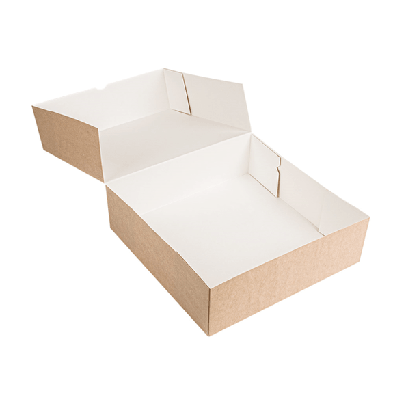 Boîte pâtissière kraft 26x26x8(h) cm - carton de 100 unités