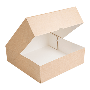 Boîte pâtissière kraft 26x26x8(h) cm - carton de 100 unités