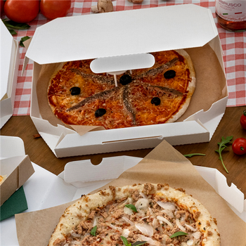 Boite à pizza octogonale blanche 32 x 32 x 3.8 cm - pack de 100 unités