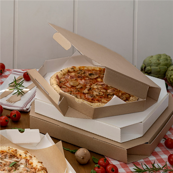 Boite à pizza octogonale kraft 26 x 26 x 3.8 cm - pack de 100 unités
