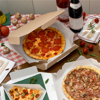 Boite à pizza octogonale kraft 29 x 29 x 3.8 cm - pack de 100 unités