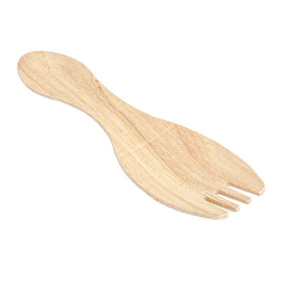 Fourchette en bois 9.2 cm en sachet individuel blanc - pack de 100 unités