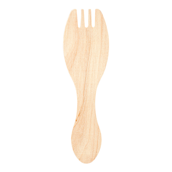 Fourchette en bois 9.2 cm en sachet individuel blanc - pack de 100 unités
