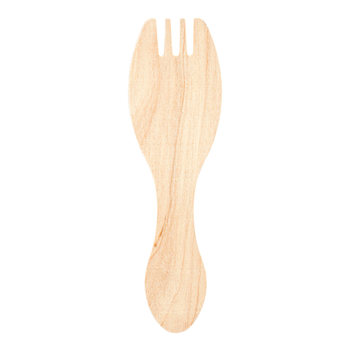 Fourchette en bois 9.2 cm en sachet individuel blanc - pack de 100 unités
