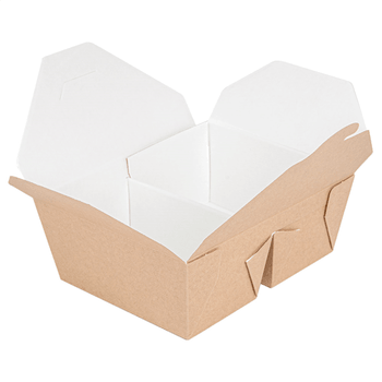 Boite américaine en carton pour plats cuisinés Kraft 2 compartiments 675+675 ml - carton de 300 unités