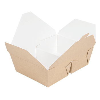 Boite américaine en carton pour plats cuisinés Kraft 2 compartiments 990+990 ml - carton de 200 unités