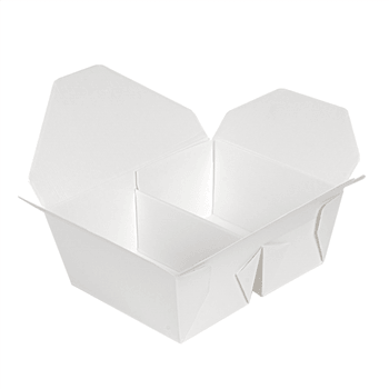 Boite américaine en carton pour plats cuisinés Blanc 2 compartiments 675+675 ml - carton de 300 unités