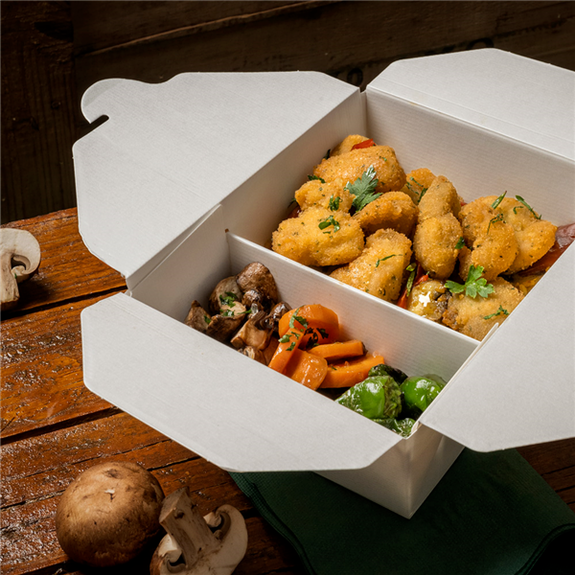 Boite américaine en carton pour plats cuisinés Blanc 2 compartiments 1320+660 ml - carton de 200 unités