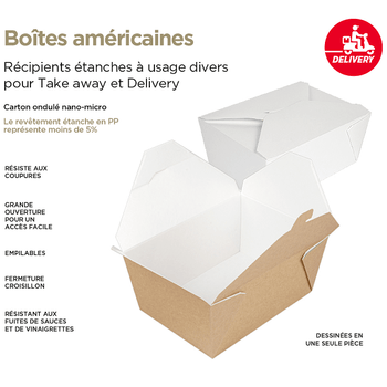 Boîte américaine étanche en carton nano-micro Marron Just Paper 1350 ml - carton de 300 unités