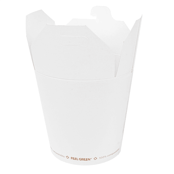 Pot en carton avec fermeture croisillon pour pâtes 100% compostable Feel Green 780 ml - carton de 450 unités