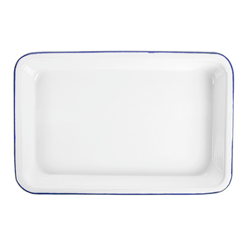 Plateau rectangulaire en fer émaillé BLANC 23 x 15 x 2.5 cm- paquet de 6 unités
