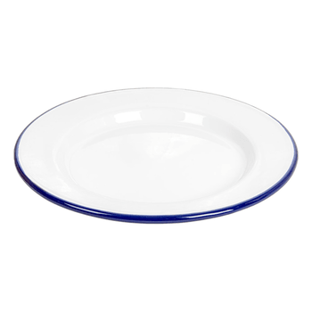 Assiette ronde en fer émaillé BLANCHE 25.5 x 2 cm- paquet de 6 unités