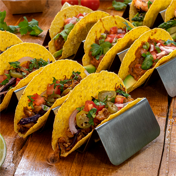 Rack de rangement pour 3 ou 4 tacos en inox - 20.5 x 8 x 3.5 cm - pack de 12 unités