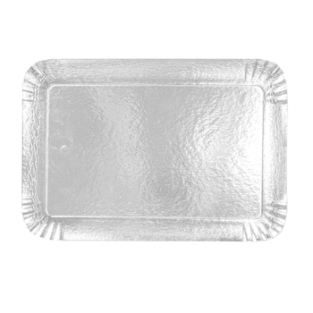 Plateau rectangulaire en carton Argenté et dessous Or 19x28 cm - Carton de 100 unités