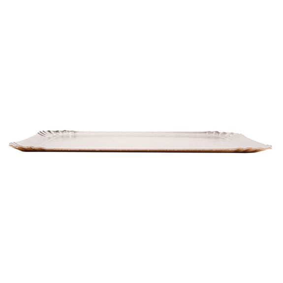 Plateau rectangulaire en carton Argenté et dessous Or 19x28 cm - Carton de 100 unités