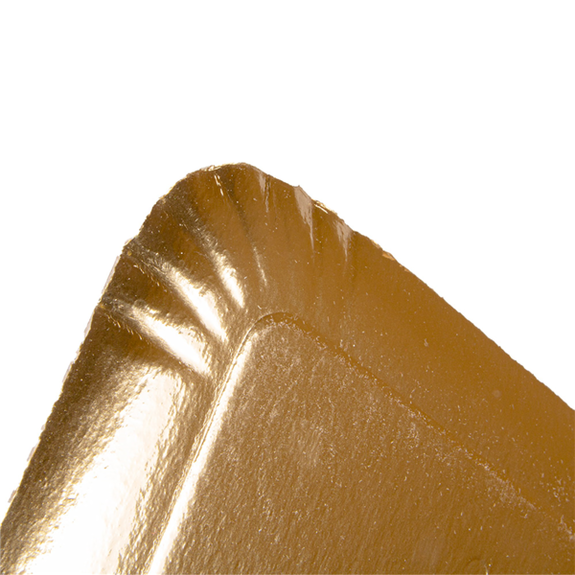 Plateau rectangulaire en carton Argenté et dessous Or 32x42 cm - Carton de 100 unités