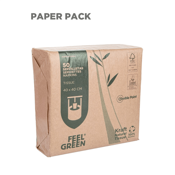 Serviette Double Point® 39x39cm Beige FEEL GREEN PAPER PACK - Carton de 1200 unités