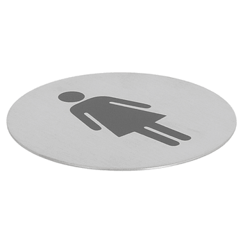 Plaque de signalisation auto adhésive toilettes pour femmes diamètre 7.5 cm en inox