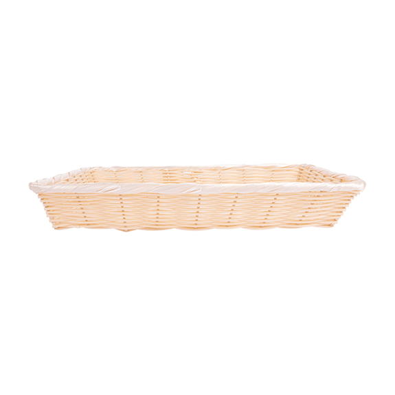 Panier rectangulaire alimentaire imitation osier - pack de 12 unités