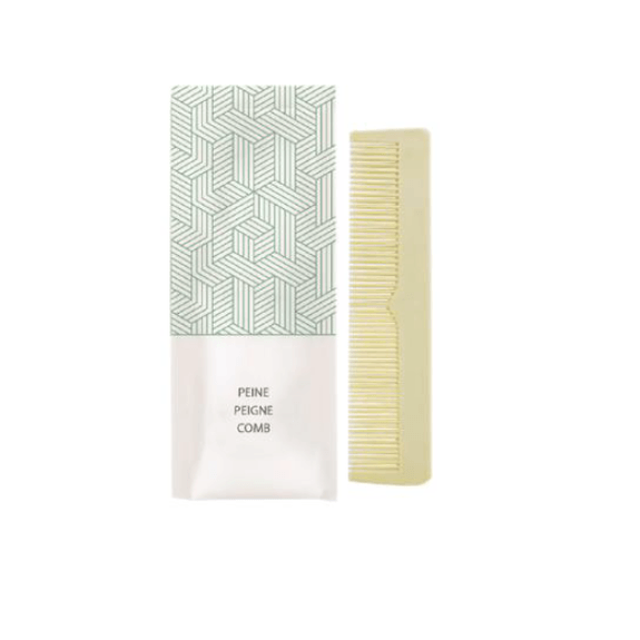 Peigne beige en PP en sachet individuel en papier Therapy - Paquet de 250 unités