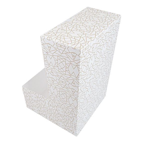 Boîte pâtissière BLANCHE décorée 24x24x12(h) cm - pack de 50 unités
