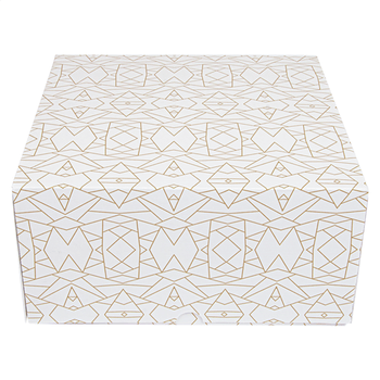 Boîte pâtissière BLANCHE décorée 24x24x12(h) cm - pack de 50 unités