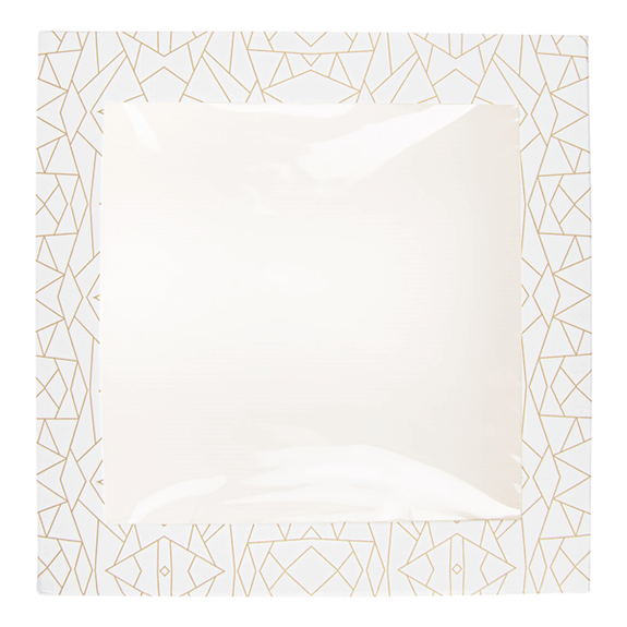 Boîte pâtissière avec fenêtre BLANCHE décorée 23x23x7.5(h) cm - pack de 50 unités