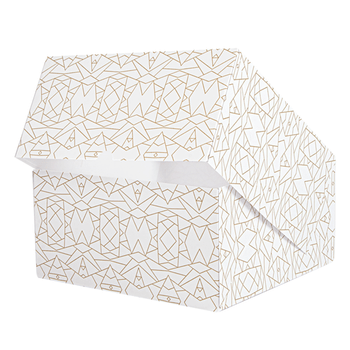 Boîte pâtissière avec fenêtre BLANCHE décorée 24x24x12(h) cm - pack de 50 unités