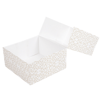 Boîte pâtissière avec fenêtre BLANCHE décorée 24x24x12(h) cm - pack de 50 unités