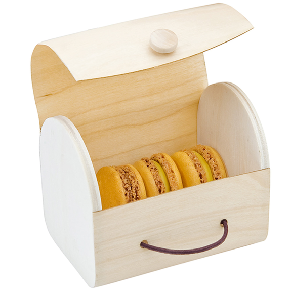 Coffret en bois cylindrique pour macarons 11 x 5 x 8 cm - carton de 60 unités