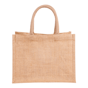 Sac réutilisable en toile de jute avec poignées rondes 32 + 20 x 25 cm -  Pack de 10 unités