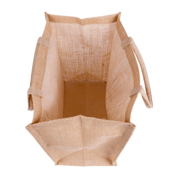 Sac réutilisable en toile de jute avec poignées rondes 37 + 23 x 36 cm -  Pack de 10 unités