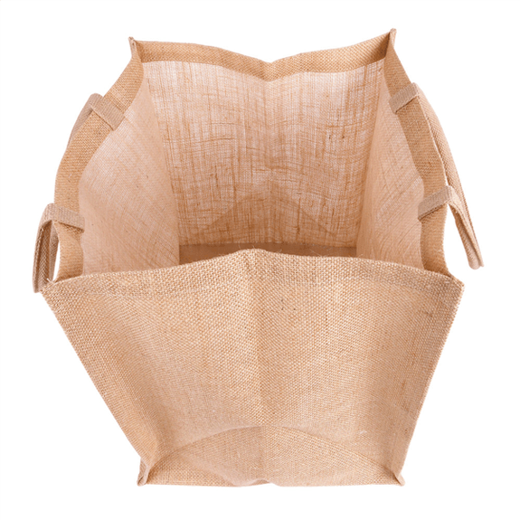 Sac réutilisable en toile de jute avec poignées rondes 38 + 33 x 38 cm -  Pack de 10 unités