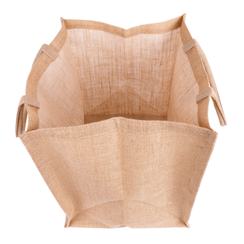 Sac réutilisable en toile de jute avec poignées rondes 38 + 33 x 38 cm -  Pack de 10 unités